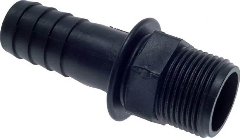 Schwarze Gewindetülle aus Polypropylen PP mit zylindrischem Gewinde bis 10 bar